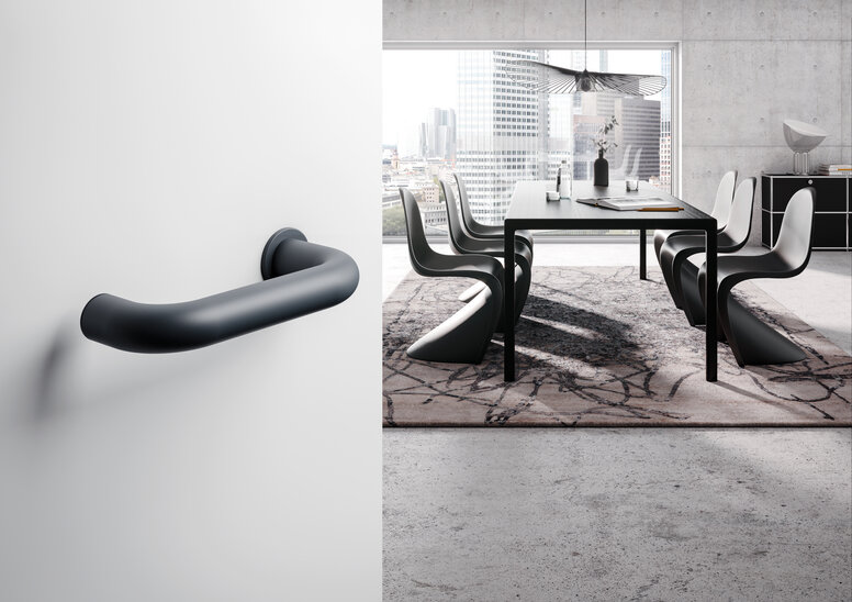 HEWI mini lever handle black matt Minimalist lever handle in the colour black matt made of polyamide